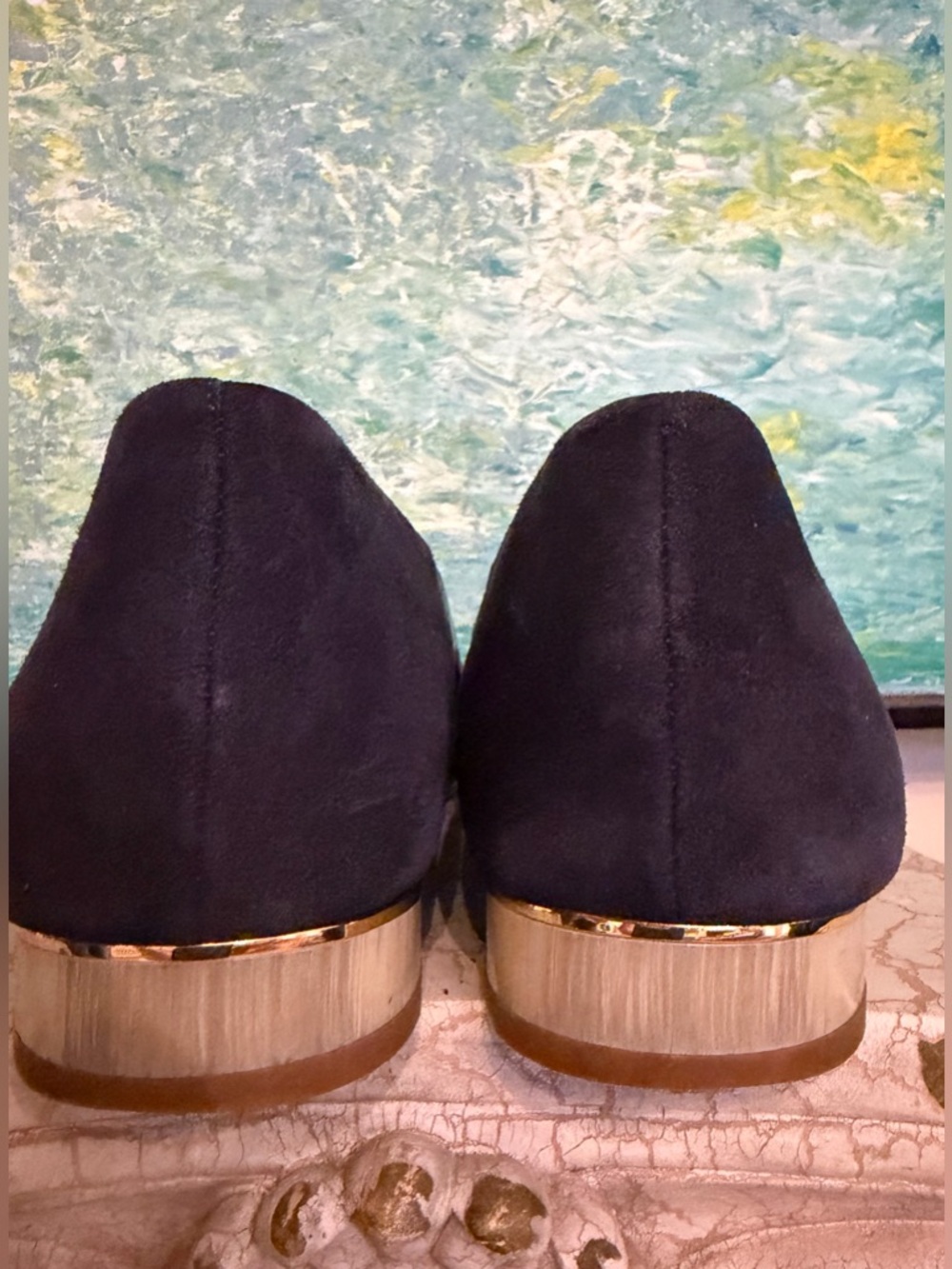 Tory Burch Gigi Black Pointed Toe Flats with Gold Logo - Picture 6 of 9
